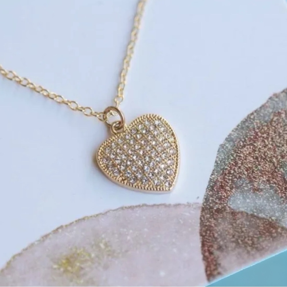 Gemelli Gold Pave Heart Necklace NWT